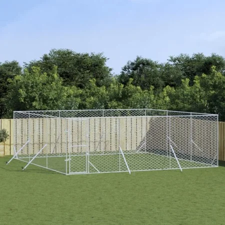 Perrera de exterior acero galvanizado plateado 6x6x2 m de vidaXL, Casetas y cercados para perros - Ref: Foro24-3190460, Preci...