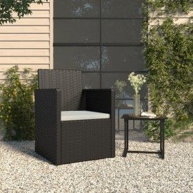 Silla de jardín con cojín ratán sintético negro de vidaXL, Sillas de jardín - Ref: Foro24-362320, Precio: 74,27 €, Descuento: %
