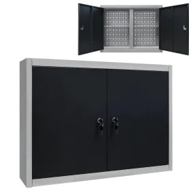 Industrieller Wandwerkzeugschrank Metall grau und schwarz von vidaXL, Werkzeugschränke - Ref: Foro24-145365, Preis: 117,50 €,...