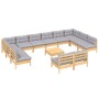 Muebles de jardín 13 pzas y cojines madera maciza de pino gris en Conjuntos de jardín | Comprar online en Foru.es