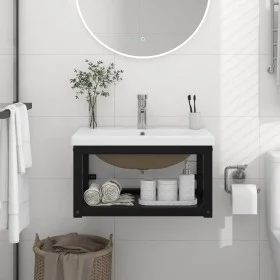 Estructura de baño con lavabo incorporado hierro negro de vidaXL, Tocadores de baño - Ref: Foro24-3101383, Precio: 157,38 €, ...