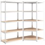 Estantería 5 niveles 2 uds acero madera contrachapada plateado de vidaXL, Estanterías industriales - Ref: Foro24-3154218, Pre...