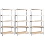 Estantería 5 niveles 3 uds acero madera contrachapada plateado de vidaXL, Estanterías industriales - Ref: Foro24-3154210, Pre...
