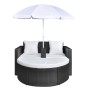 Cama de jardín con sombrilla ratán sintético negro de vidaXL, Camas para exteriores - Ref: Foro24-40735, Precio: 345,12 €, De...