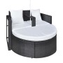 Cama de jardín con sombrilla ratán sintético negro de vidaXL, Camas para exteriores - Ref: Foro24-40735, Precio: 345,12 €, De...