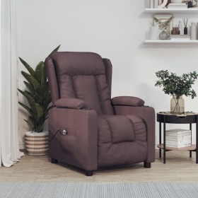 Sillón reclinable eléctrico tela marrón oscuro en Sillones | Comprar online en Foru.es