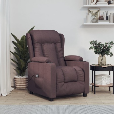 Sillón reclinable eléctrico tela marrón oscuro en Sillones | Comprar online en Foru.es