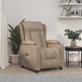 Sillón reclinable eléctrico de cuero sintético color capuchino en Sillones | Comprar online en Foru.es