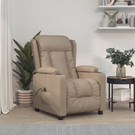 Sillón reclinable eléctrico de cuero sintético color capuchino en Sillones | Comprar online en Foru.es