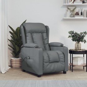 Sillón reclinable eléctrico de cuero sintético gris en Sillones | Comprar online en Foru.es