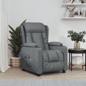 Sillón reclinable eléctrico de cuero sintético gris en Sillones | Comprar online en Foru.es