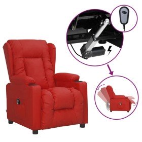 Sillón reclinable eléctrico de cuero sintético rojo tinto en Sillones | Comprar online en Foru.es