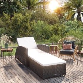 Tumbona con cojín ratán sintético blanco crema de vidaXL, Tumbonas - Ref: Foro24-317177, Precio: 191,45 €, Descuento: %
