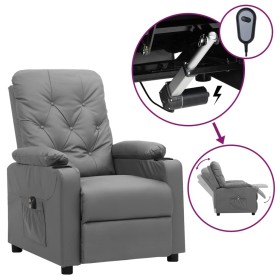 Sillón reclinable eléctrico de cuero sintético gris en Sillones | Comprar online en Foru.es