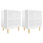 Mesitas de noche patas madera 2 uds blanco brillo 40x30x50 cm de vidaXL, Mesitas de noche - Ref: Foro24-805792, Precio: 46,09...