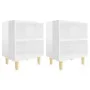 Mesitas de noche patas madera 2 uds blanco brillo 40x30x50 cm de vidaXL, Mesitas de noche - Ref: Foro24-805792, Precio: 45,60...