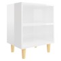Mesitas de noche patas madera 2 uds blanco brillo 40x30x50 cm de vidaXL, Mesitas de noche - Ref: Foro24-805792, Precio: 46,09...