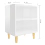 Mesitas de noche patas madera 2 uds blanco brillo 40x30x50 cm de vidaXL, Mesitas de noche - Ref: Foro24-805792, Precio: 46,09...