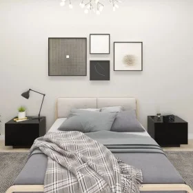 Mesita de noche madera de ingeniería negro 100x35x40 cm de vidaXL, Mesitas de noche - Ref: Foro24-3082766, Precio: 65,70 €, D...