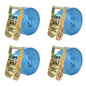 Correas de sujeción de trinquete 4 uds 2 T 6mx38mm azul de vidaXL, Correas de amarre - Ref: Foro24-142654, Precio: 35,25 €, D...