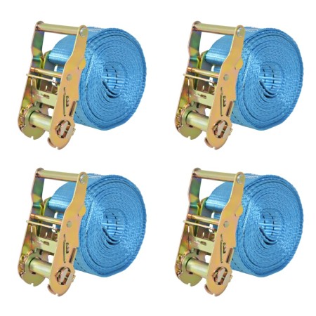 Correas de sujeción de trinquete 4 uds 2 T 6mx38mm azul de vidaXL, Correas de amarre - Ref: Foro24-142654, Precio: 35,25 €, D...