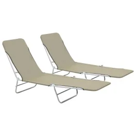 Tumbonas plegables 2 unidades acero y tela gris topo de vidaXL, Tumbonas - Ref: Foro24-44303, Precio: 95,88 €, Descuento: %