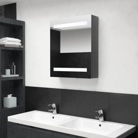 Armario de baño con espejo LED gris brillante 50x14x60 cm de vidaXL, Tocadores de baño - Ref: Foro24-326483, Precio: 98,52 €,...