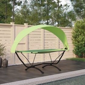 Tumbona de jardín con dosel de acero y tela oxford verde de vidaXL, Camas para exteriores - Ref: Foro24-317602, Precio: 95,70...
