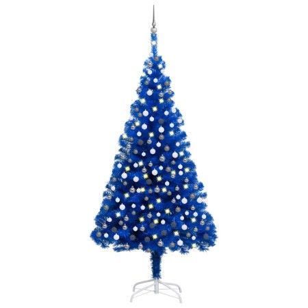 Árbol de Navidad preiluminado con luces y bolas azul 210 cm de vidaXL, Arboles de navidad - Ref: Foro24-3077682, Precio: 101,...