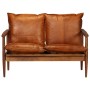 Set de sofás 3 pzas cuero auténtico madera maciza acacia marrón en Sofás | Comprar online en Foru.es