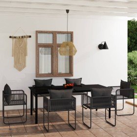Juego de comedor para jardín 7 piezas negro en Conjuntos de jardín | Comprar online en Foru.es
