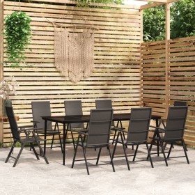 Juego de comedor para jardín 9 piezas negro en Conjuntos de jardín | Comprar online en Foru.es