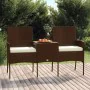Sofá de jardín de 2 plazas con mesita ratán sintético marrón de vidaXL, Sofás de exterior - Ref: Foro24-317622, Precio: 155,1...
