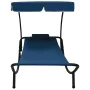 Gartenliege mit Baldachin und blauem Kissen von vidaXL, Liegen - Ref: Foro24-313535, Preis: 87,70 €, Rabatt: %