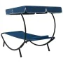 Gartenliege mit Baldachin und blauem Kissen von vidaXL, Liegen - Ref: Foro24-313535, Preis: 87,70 €, Rabatt: %