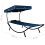 Gartenliege mit Baldachin und blauem Kissen von vidaXL, Liegen - Ref: Foro24-313535, Preis: 87,70 €, Rabatt: %