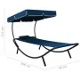 Tumbona de jardín con toldo y cojín azul de vidaXL, Tumbonas - Ref: Foro24-313535, Precio: 87,70 €, Descuento: %