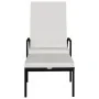 Tumbona con reposapiés ratán sintético negro de vidaXL, Tumbonas - Ref: Foro24-317629, Precio: 105,28 €, Descuento: %