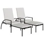 Tumbonas con reposapiés 2 unidades ratán sintético negro de vidaXL, Tumbonas - Ref: Foro24-317632, Precio: 180,48 €, Descuent...