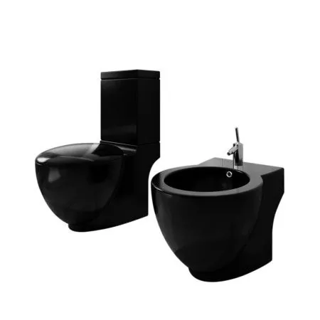 Black ceramic toilet and bidet set by vidaXL, Baths and bidets - Ref: Foro24-270060, Price: 422,17 €, Discount: %