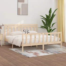 Solid pine wood bed frame 200x200 cm by vidaXL, Beds and slatted bases - Ref: Foro24-3107048, Price: 142,76 €, Discount: %