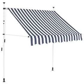 Toldo manual retráctil 200 cm azul y blanco a rayas de vidaXL, Toldos - Ref: Foro24-43220, Precio: 62,54 €, Descuento: %