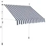 Toldo manual retráctil 200 cm azul y blanco a rayas de vidaXL, Toldos - Ref: Foro24-43220, Precio: 62,54 €, Descuento: %