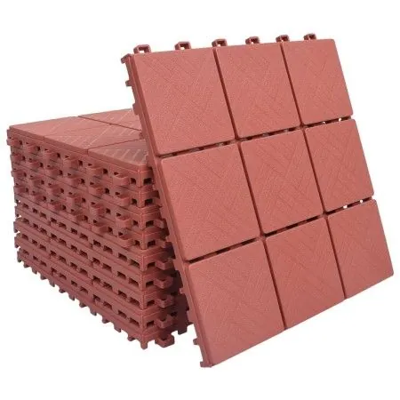 Terrace tiles 10 pcs red plastic 30.5x30.5 cm by vidaXL, Floors and carpets - Ref: Foro24-48230, Price: 59,07 €, Discount: %