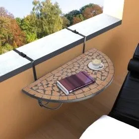 Mesa de balcón colgante mosaico terracota de vidaXL, Mesas de jardín - Ref: Foro24-41123, Precio: 76,94 €, Descuento: %