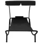 Tumbona de jardín con toldo y cojín negro de vidaXL, Tumbonas - Ref: Foro24-313533, Precio: 91,52 €, Descuento: %