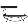 Tumbona de jardín con toldo y cojín negro de vidaXL, Tumbonas - Ref: Foro24-313533, Precio: 91,52 €, Descuento: %