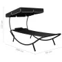Tumbona de jardín con toldo y cojín negro de vidaXL, Tumbonas - Ref: Foro24-313533, Precio: 91,52 €, Descuento: %