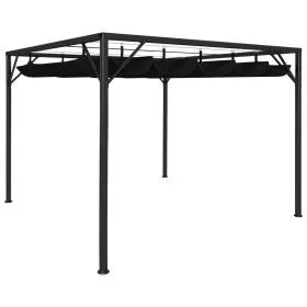 Cenador de jardín con tejado retráctil gris antracita 3x3 m de vidaXL, Carpas y cenadores - Ref: Foro24-47954, Precio: 264,30...