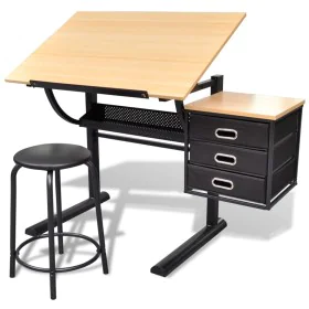 Escritorio inclinable con tablero de dibujo y taburete mesa de dibujo de vidaXL, Mesas para arte y dibujo - Ref: Foro24-20088...